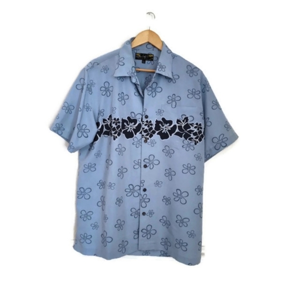 Mens Blue Hawaiian Shirt Honolulu Surf Co Luau Pool Party - Picture 2 of 5
